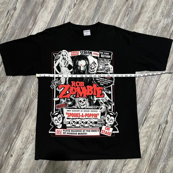 Vintage 90s Rob Zombie Spooks-A-Poppin Black Short Sleeve Band Tee - Picture 4 of 5